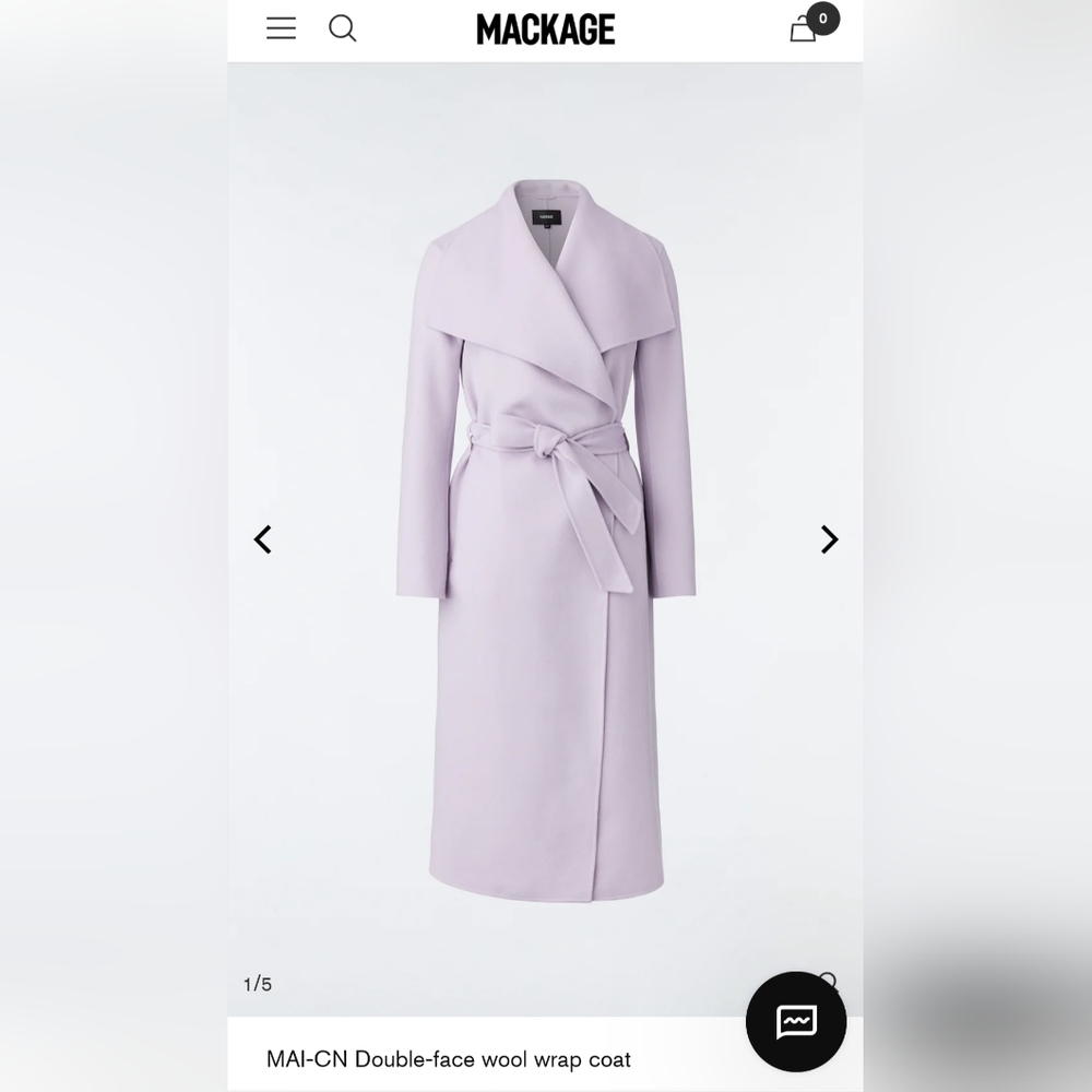 Mackage MAI-CN Double-face wool wrap coat, lilac, XXS